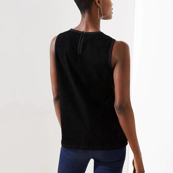Loft Velvet Lace Shell Sleeveless Blouse Black NWT - Picture 2 of 3